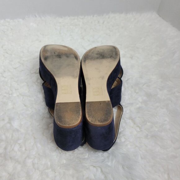 J.Crew Marcie Womens Shoes Size 9 Blue Suede Platform Wedge Sling back Sandal - Picture 12 of 12